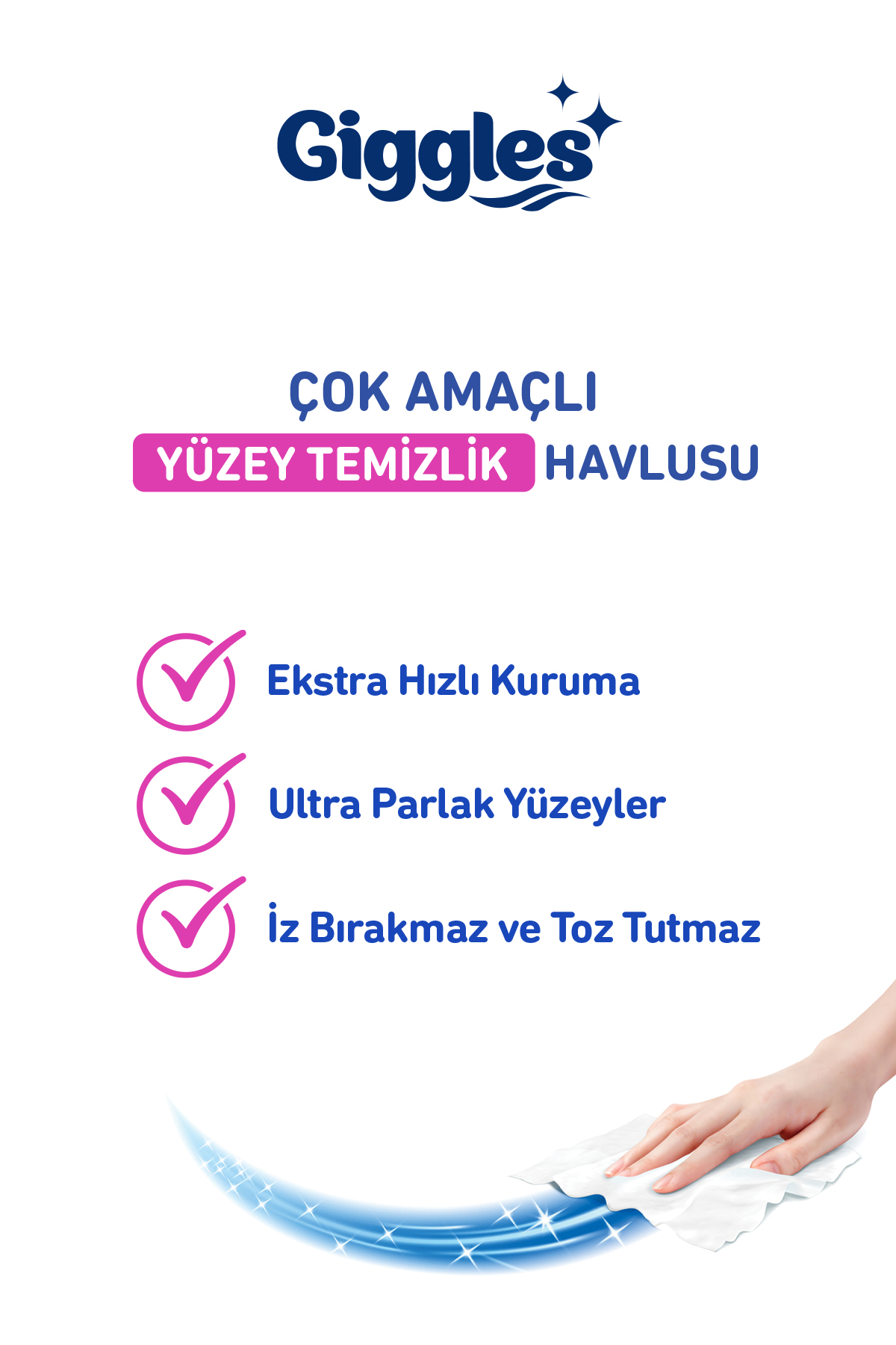 Giggles XXL İz Bırakmayan Yüzey Temizlik Havlusu -  (Beyaz Sabun-Çiçek Bahçesi-Okyanus Esintisi)  1200 Havlu